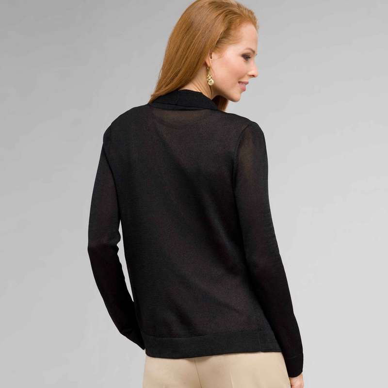 ラッフルフロントカーディガン, ブラック, large image number 1