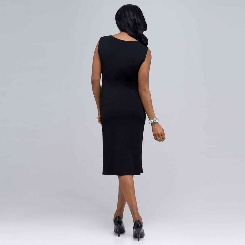 ボートネックノースリーブタイトドレス, ブラック, large image number 1