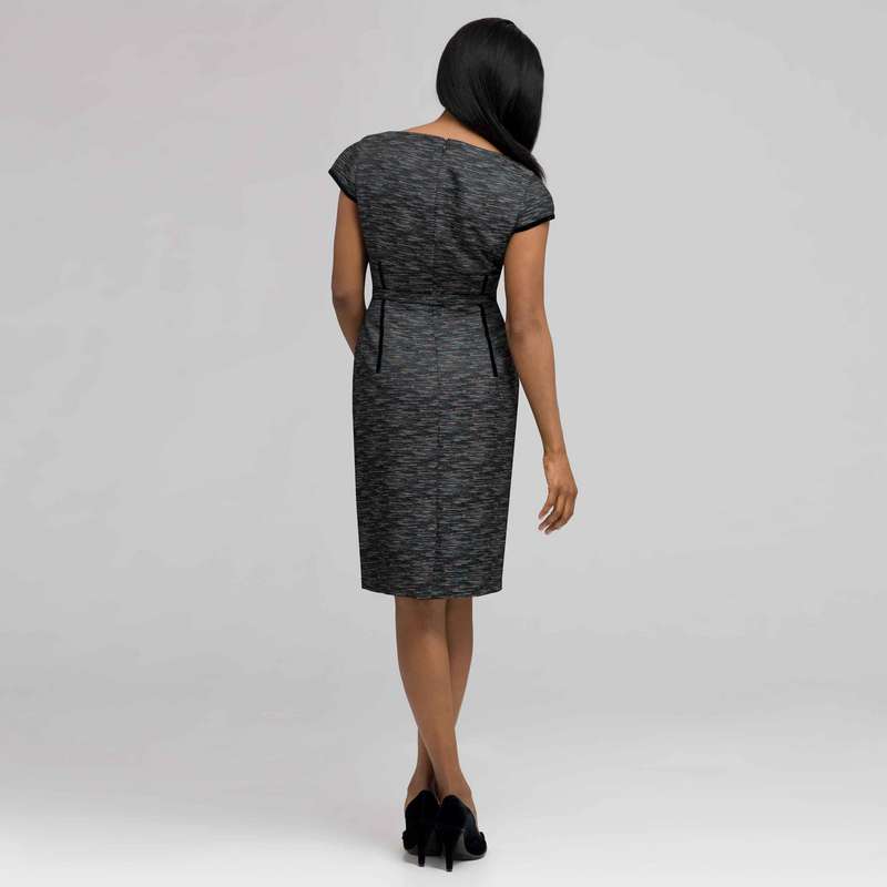 ベルベッドトリム付きダートドレス, ブラック & ホワイト, large image number 1